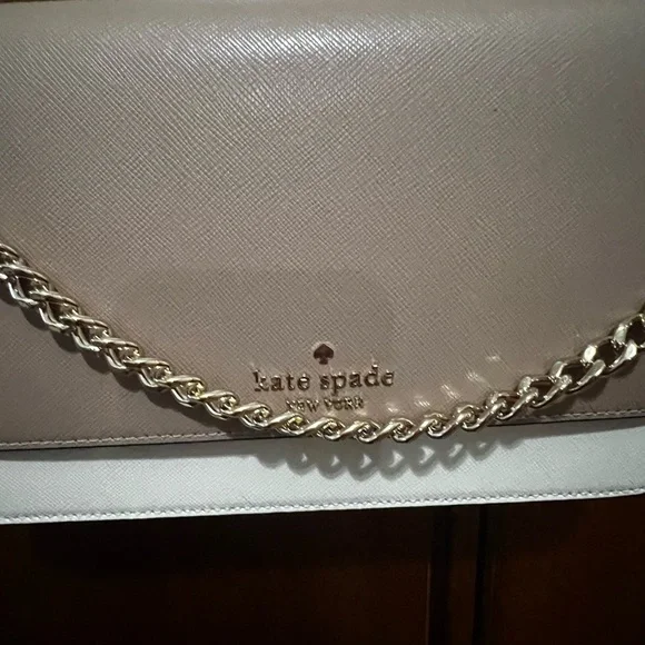 kate spade Two-Tone Taupe and White Crossbody with Gold Chain - Picture 2 of 3